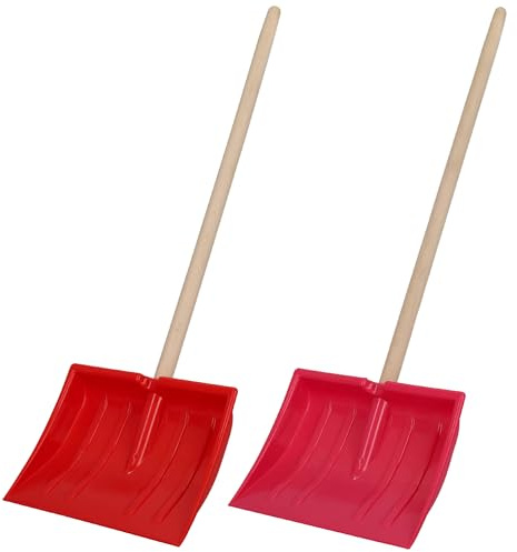 KOTARBAU® 2 pièces Pelle à Neige - Plastique - 25x20 cm - Pelle Enfant - avec Manche en Bois - Ergonomique - Légère - Rose Rouge Naturel