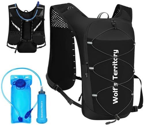 5L Laufweste, Trinkrucksack Laufen mit 2L Trinkblase 500ml Wasserflasche, Running Vest Trinkweste Laufrucksack Fahrrad Rucksack für Herren und Damen Läufe Jogging Radfahren Marathons