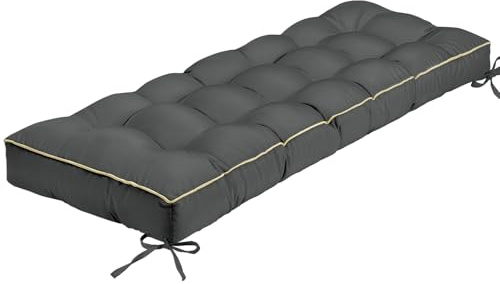 TaiBest Outdoor Bench Cushion, Tufted Patio Seat Pad for Garden Bench, Porch Swing, Indoor/Outoor Furniture (Grey, 122X46X10cm)