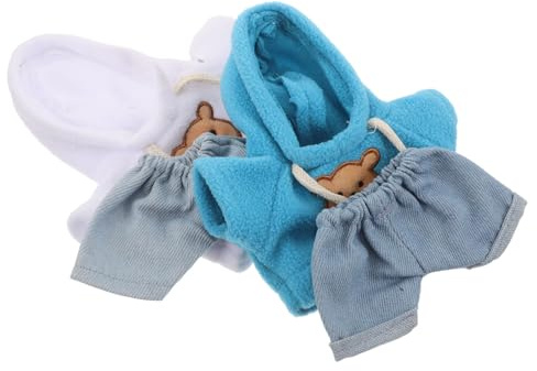 VICASKY 4 Stück Bären Hoodie aus Baumwolle für 20cm Große Plüschtiere Inklusive Hoodie und Jeans Kleidung für Kuscheltier Bären zum Selbermachen