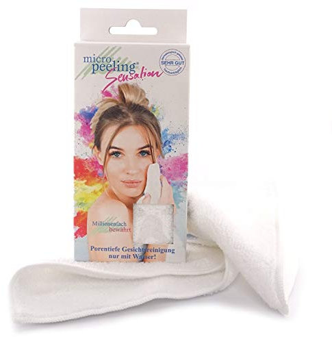 Micro Peeling Sensation Gesichtsreinigungstuch, 25 x 30 cm (weiß), waschbare Abschmink- & Reinigungspads wiederverwendbar, porentiefe Reinigung nur mit Wasser