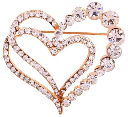 YAZILIND Cadeau de Bijoux en Plaque Or Rose Glaring Cristal Jolie Amoureux Broches Coeur et Pins cru pour et Filles