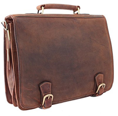 VISCONTI HULK Oiled Leather Briefcase With Carry Handle And Detachable Shoulder Strap 16134 Oil Tan