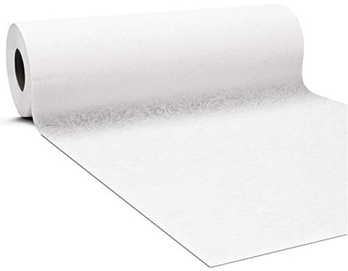 GRUBly Tischläufer Tischband Weiss Ornament Hochzeit, Luxus AIRLAID, 30cm x 20m, Tischdekoration für Hochzeit, Geburtstag, Taufe, Kommunion, Konfirmation, Party