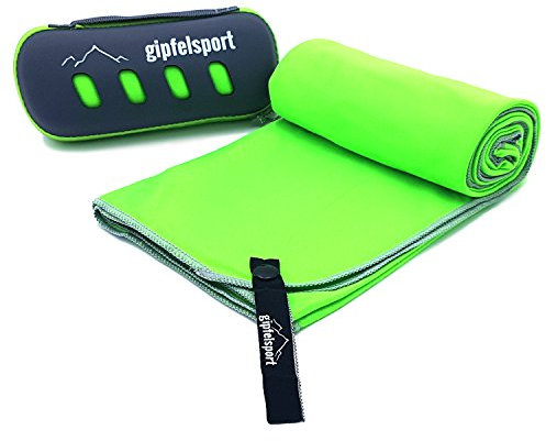 gipfelsport Mikrofaser Handtuch mit Case Eva-grün/grau 1x M(110x50cm)