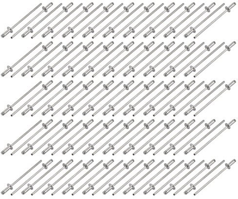 sourcing map Blinde Niete 100 Stücke Aluminum Offenes Ende Senkkopf Silberton M2,4x6mm
