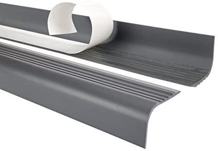 Quest Treppenkantenprofil Selbstklebend PVC Kunststoff Treppen-Kantenschutz 52x40mm gerundet, dunkelgrau, 150cm