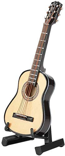 Miniaturgitarre, 10 cm Holzmodell mit Ständer, detailgetreues Mini-Gitarrenmodell für Musikliebhaber, Sammler und als Dekoration für Zuhause, Büro oder Festivalgeschenk