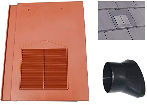Klober Profile-Line® Flat Tile Vent with 100mm Pipe Adaptor - for Marley Modern, Redland Mini Stonewold & Sandtoft Calderdale Tiles (Terracotta)