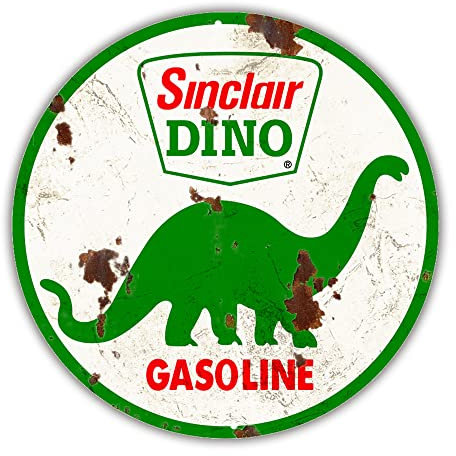 Riproduzione Vintage Benzina/Motore Segni Olio, Rotondo 12 Diam, Retrò Segni Metallo per Garage Man Cave Bar