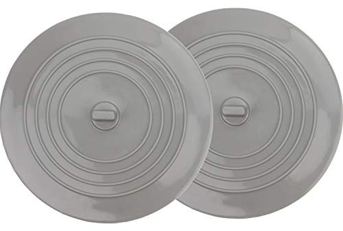 Universal Stöpsel, 2 Stück, in Grau, Ø 15 cm Stopfen, Silikon Waschbeckenstöpsel mit Griff, Badewannenstöpsel für bis Ø 120 mm Abflüsse, Abflussstopper für Badewanne, Dusche, Waschbecken, Spüle