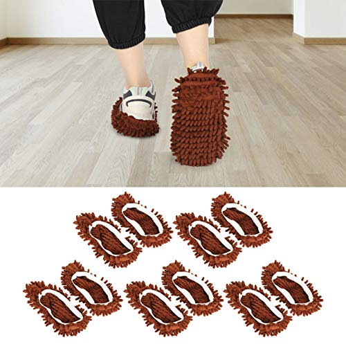 5 pares de zapatillas de fregona de 10 piezas para limpiar el suelo, zapatillas divertidas, cabezal de fregona reutilizable para el hogar, oficina, baño, cocina(marrón)