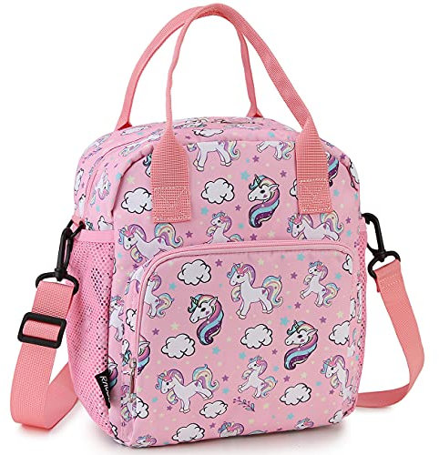 RAVUO Bolsa porta Alimentos Infantil Bolsa Isotermica Bolsos Almuerzo Nevera de Unicornio para Niña Ligera Bolsa Térmica Comida Lunch Bag Loncheras con Doble Compartimento