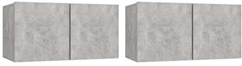 vidaXL 2x Hanging TV Cabinets Home Living Room Furniture Accessories TV Stands Entertainment Centre Wall Mounted TV Units Hifi Cabinet Concrete Grey