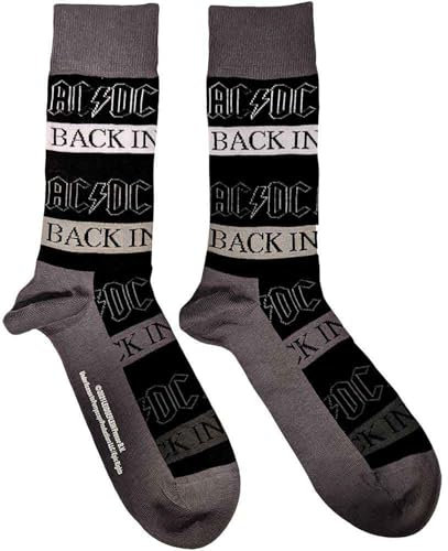 AC/DC Socken Back In Schwarz Band Logo Nue offiziell Herren Schwarz (UK Size 7 -