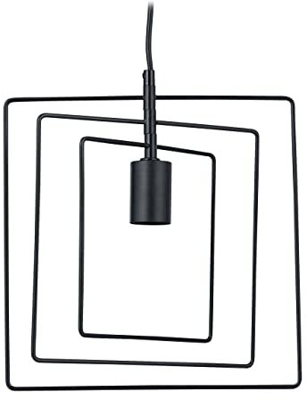 Relaxdays Hängelampe Quadrat, moderne Pendelleuchte, E27, HBT 131 x 30 x 25 cm, Wohnzimmer, Hängeleuchte Metall, schwarz
