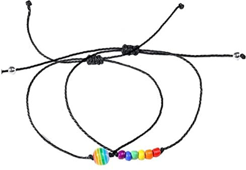 Onsinic 2 Stücke Rainbow Armband Für Lesbische Gay Pride Perlen Saite Paar Armbänder Handgemachte Armband Schmuck Geschenk