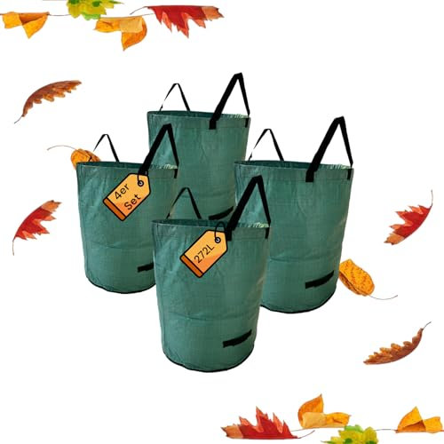 to do home 4er Set 272l selbststehender Gartenabfallsack Laubsack Gartensack für Rasenschnitt Laub Gartenabfälle - großes Volumen, faltbar