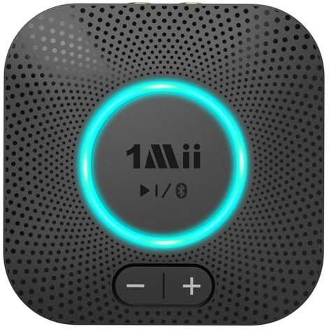 1Mii B06S Bluetooth 5.3 Receiver for Hi-Fi Music Streaming System | Wireless Audio Adapter with Volume Control for Stereo Receiver aptX HD aptX Low Latency RCA/3.5mm Outputs