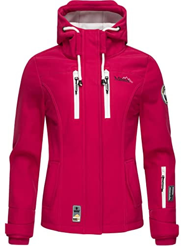 MARIKOO Damen Softshelljacke Übergangsjacke mit Kapuze Kleinezicke Fuchsia Gr. XXL
