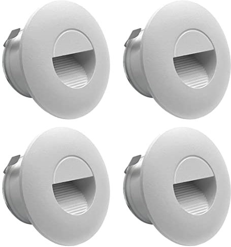 LIGHTWORLD24 LED Treppenlicht Aluminium Weiß 230V 2W Wandleuchten Treppenlicht für Unterputzdose Treppenlicht Wandleuchte IP65 wasserdicht 4000K 4er SET