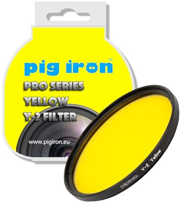 Pig Iron Filtro giallo Y2 Pro. Booster a contrasto per fotografia in bianco e nero. Filtro obiettivo fotocamera effetti speciali. (46 mm)