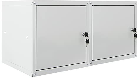 PROREGAL Mega Deal 2X Schließfachwürfel Cubic HxBxT 35x35x35cm Grau Schließfachschrank Metallspind Wertfachschrank Umkleideschrank 2 Fächer