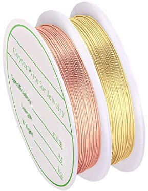 2 Rollen Schmuckdraht, 0.3mm Kupferdrahtrolle, Basteldraht, Für Schmuckherstellung und Bastelarbeiten (Kupfer und Gold)