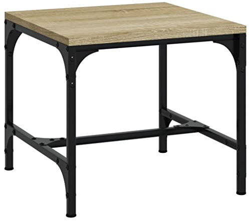Makastle Beistelltisch stabiles Metallgestell Nachttisch Couchtisch Wohnzimmertisch Klein Sofatisch Kaffeetisch Telefontisch für Wohnzimmer Schlafzimmer, Sonoma-Eiche 40x40x35 cm Holzwerkstoff