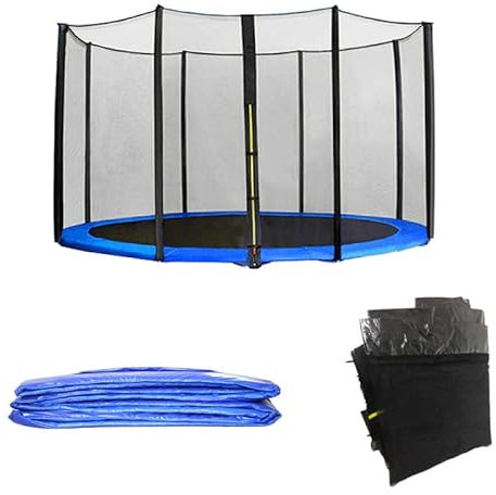 Green Bay Trampolin Randabdeckung und Netz 366cm für 8 Stangen, Federabdeckung Sicherheitsnetz - Set, Randschutz Ersatznetz Gartentrampolin Blau