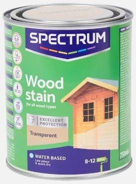 Vintage Luxury Spectrum Holzbeize Transparent 750 ml, Holzlasur Auf Wasserbasis, Für Holzmöbel für Innen und Außen, Gartenmöbel, Schuppen und Zäune (Transparent)