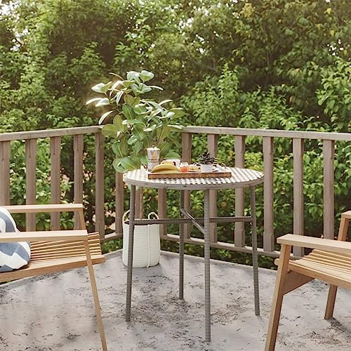 puraday Beistelltisch Grau 45 cm Poly Rattan Gartentisch Balkontisch Beistelltisch Wetterfest Beistelltisch Garten Beistelltisch Balkon Kleiner Beistelltisch Gartenmöbel Balkonmöbel