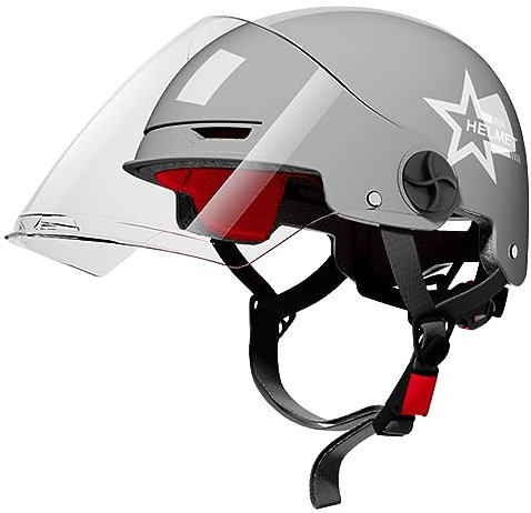 ACMEDE Mofa Helm Herren Halbschale Motorradhelm Mit Schutzbrille Jethelm Roller-Helm Scooter-Helm Biker Cruiser Brain-Cap für Moped Helm Für den Sommer 56CM-63CM