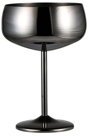 Porceosy Copas de vino de acero inoxidable de boca ancha con agarre cómodo, diseño resistente a la flexión, copas de champán duraderas de larga duración, copas de cóctel en bar o hogar, color negro