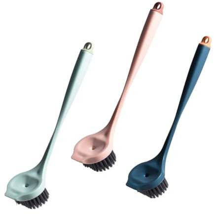 JECOMPRIS 3pcs Pot and Dish Brush Long Handle for Kitchen Cleaning Multifunctional Washing Pot Brush for Kitchen Easy to Use Dish for Washing up Random Color