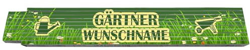 2m Zollstock - Gärtner - mit Wunschname - Text - Spruch - individuell personalisiert - Glieder-Maßstab - Meterstab bedruckt - für Männer Opa Papa Vatertag Wunschtext Weihnachten Baustelle