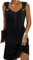 Yeenily Sommerkleid Damen Ärmellos V-Ausschnitt Freizeitkleider Elegant Tank Kleider Lässig Locker Trägerkleid Sommer Minikleid Mode Strandkleider Kurze Tunique Blushkleid (Schwarz, XL)