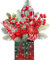 Hatisan Kleine Weihnachtsbäume, künstlicher Mini-Weihnachtsbaumschmuck mit Weihnachtsschmuck, für Zuhause, Party, Erntedankfest, Weihnachtsdekoration, Rot - Indoor (große Krücke, quadratisch)