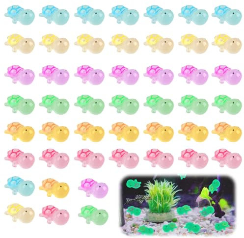48 figuras de tortugas pequeñas de resina que brillan en la oscuridad, pequeños animales oceánicos en miniatura luminosas para jardín, musgo en miniatura, paisaje, plantas en maceta, decoración de