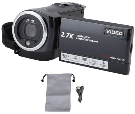 Videokamera-Camcorder, 2,7K-Camcorder, Professioneller 2,8-Zoll-Bildschirm, HD 50 MP, 16-facher Digitalzoom, Vlogging-Kamera für Outdoor-Reiseaufnahmen