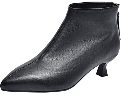 Generico Stivali Donna Neri Tacco Basso Field Stivali Donna Scarpe da donna Stivali corti termici Punta a punta Stivali corti con cerniera con tacco sottile Stivali Donna Neri Tacco Basso (Black, 39)