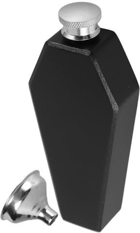 GREENADSCAPE Sargflasche Weihwasserflasche Kleine Flasche Mit Trichter Campingflasche Kleine Trinkflasche Alkohol Flasche Whiskyflasche Tragbare Weinflasche Schnapsbeutel Rostfreier Stahl Black