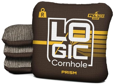 Logic Cornhole Prism-R Spectrum Design | ACL Pro 2025 Stempel | Professionelle Cornhole Bags Slick and Stick | Reguläre Größe und Gewicht (SD Braun/Gelb)