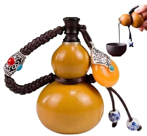 Bottiglia per bere zucca, bottiglia di zucca per vino,Bottiglia di zucca potabile | Bottiglia sigillata portatile con pendente in corda intrecciata, bottiglia di grande capacità per contenitore di