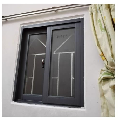 Finestre scorrevoli Finestra per casetta da gioco esterna grigia, grande, finestra scorrevole commerciale per ristoranti, cucine, negozi, garage con vetro temperato spesso 5 mm, montaggio a filo(60x50