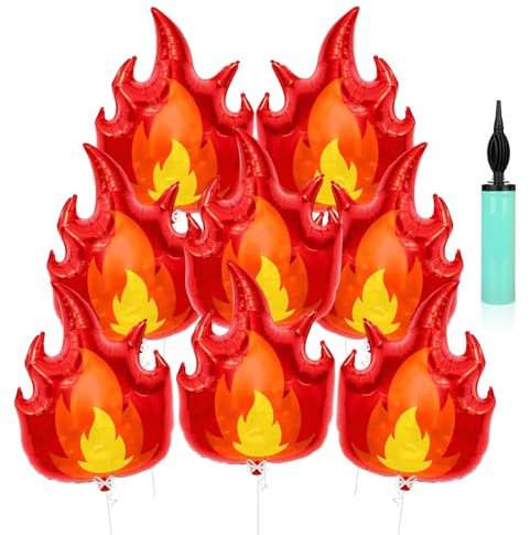 Flammen Party Ballon, 8 Stück Flamme Folienballon, 3D Flammen Ballons, Geburtstag Feuer Luftballon, Feuer Party Luftballons, Kinder Feuer Luftballons, Dekorative Luftballons für Kinder Thema
