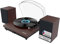 In & Out Bluetooth Record Player with Speakers | Vinyl Player, External speakers, Premium Cartridge, USB Recording, Multiple Playback Options | Power Adaptor & Felt Mat Included | Moto Plus Turntable