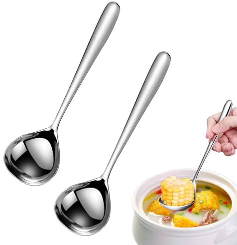 2 mestoli piccoli da 20 cm, in acciaio inox, cucchiaio da portata, mestolo da zuppa, cucchiaio da salsa, mestolo per hotel, ristorante, cucina a casa