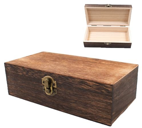 XoeLLe Holzkiste Mit Deckel, Naturholz Holzbox, Holzkiste Geschenk, Aufbewahrungsbox Holz Mit Metall-Klappverschluss, für Home Office Geschenken Wohnkultur, Fotos, Schmuck 20 x 10 x 6 cm