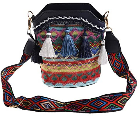 Mumuve Vintage Ethno Umhängetasche Stickerei Hippie, Mehrfarbig: 9, 20cm*20cm*9cm